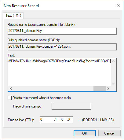 New DKIM Record - truncated version